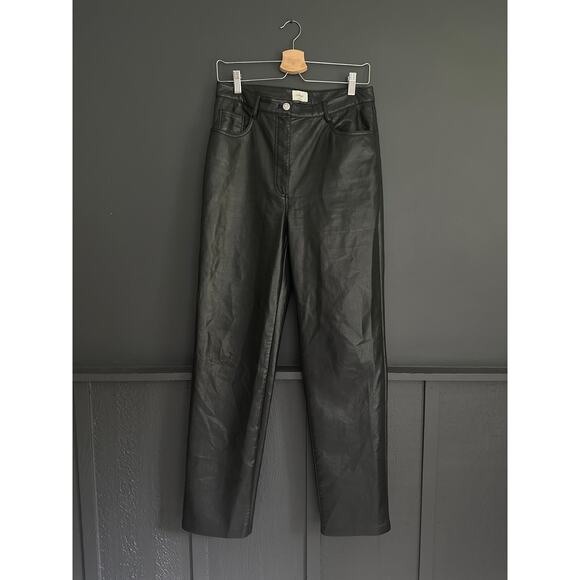 Aritzia Wilfred The Melina Black Vegan Leather Straight Leg Pant Size 10 - Picture 4 of 12